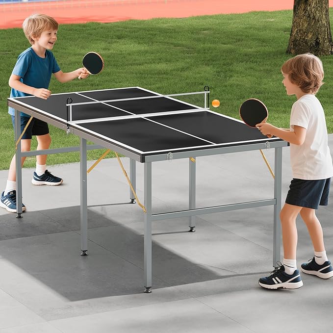Portable Ping Pong Table,6X3 ft Professional Indoor/Outdoor Table Tennis Tables Game with Net for Adults/Teens,2 Tennis Paddles and 3 Balls- Quick Assembly