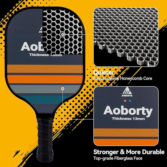 Pickleball Paddles 4 Pack - USAPA Light Graphite Premium Rackets Fiber Face & Polymer Honeycomb Core Pickleball Set with 4 Outdoor Indoor Balls Including Portable Carry Bag