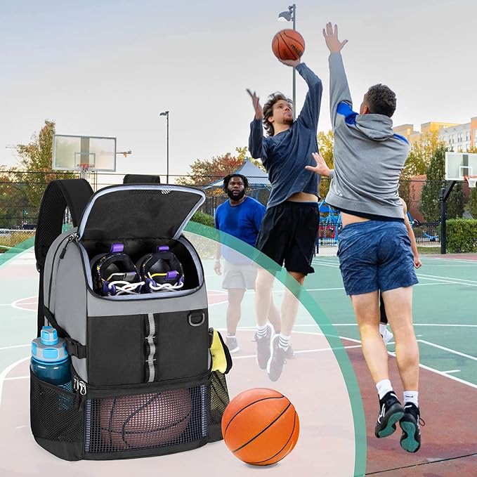 Basketball Bag, Soccer Equipment Bag with Ball & Shoe Compartment for Soccer Ball, Volleyball, Gym, Outdoor, Travel