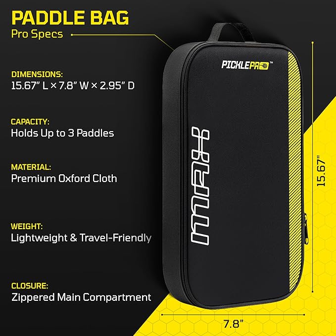 Professional Pickleball Paddle Bag – Premium Oxford Cloth Pickleball Bag for Men & Women –Weather-Resistant, Holds up to 3 Paddles with Padded Interior