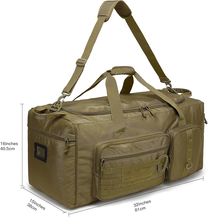 120L Extra Large Gym Duffle Bag for Men Women 32" Heavy Duty Duffel Bags for Travel with Shoes Compartment Tactical Sports Gym Equipment Bag for Football Baseball & Training, Upgraded Brown