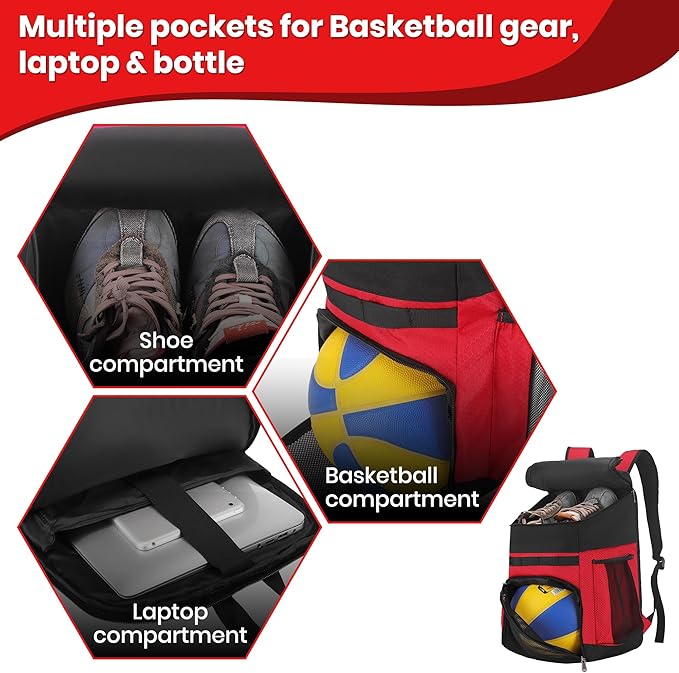 Basketball Backpack Large Sports Bag for Men&Youth,Gym Bag with Separate Ball & Shoes Compartment,Travel Bag for Basketball,Soccer,Volleyball