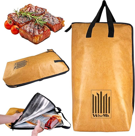 BBQ Blanket for Resting Meat – Insulated Reusable Smoker Bag with Wide Mouth, Foldable Design & Handles Heavy-Duty – Perfect for Brisket, Pork, Turkey, Beef, Steak, Picnics & Camping (21in)