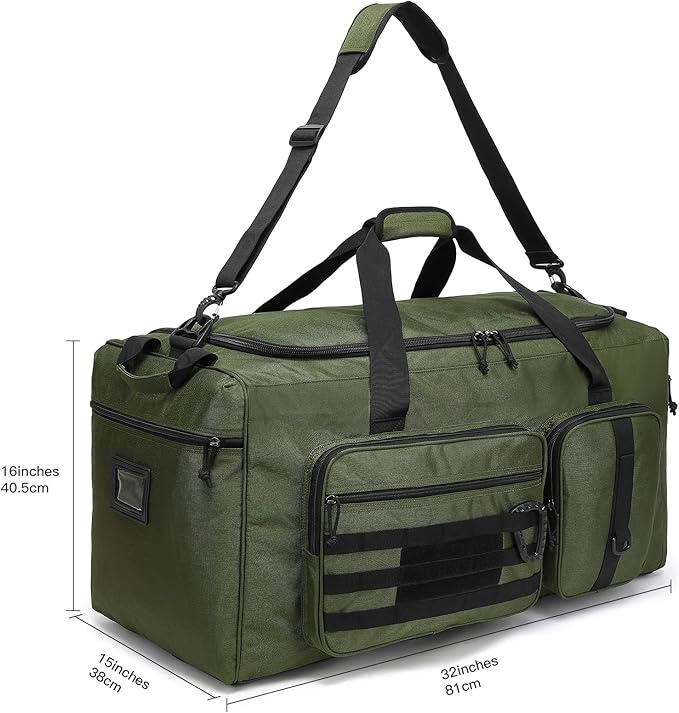 120L Extra Large Gym Duffle Bag for Men Women 32" Heavy Duty Duffel Bags for Travel with Shoes Compartment Tactical Sports Gym Equipment Bag for Football Baseball & Training, Upgraded Green