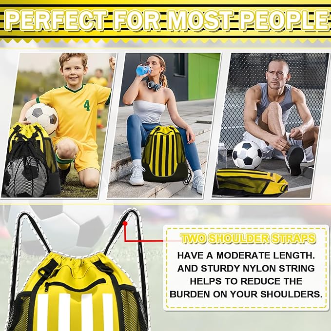 KAEGREEL Drawstring Soccer Bag Basketball Backpack for Kids Teens, Foldable Sports Bags Detachable Ball Mesh Bag for Gym Yoga Football Baseball