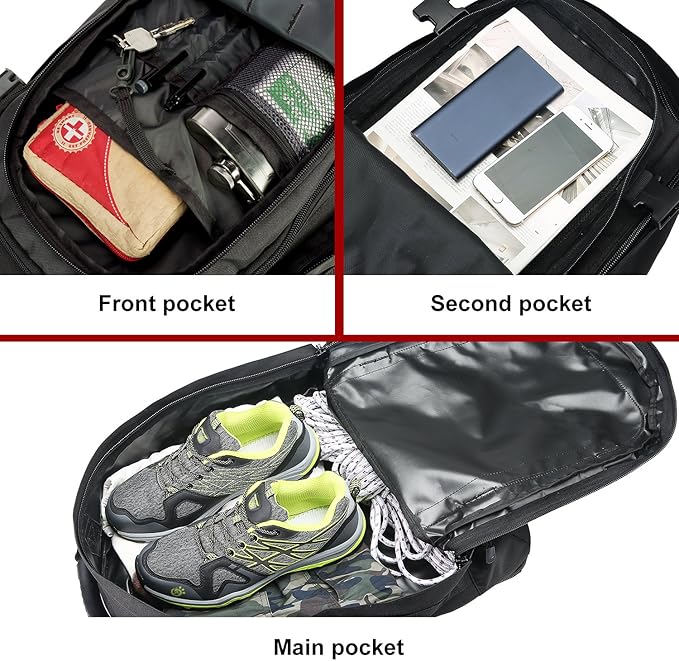 ZSearARMY Tactical Backpacks Assault Pack 3 Day Bag Expandable Backpack Out Bag Classic Case Travel Hiking (Black, with Belt)