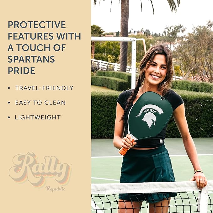 Officially Licensed Collegiate Pickleball Paddle Cover - Lightweight PU Leather Material - Durable Foam Interior Protection with Zippered Closure - Fits Most Paddles on the Market