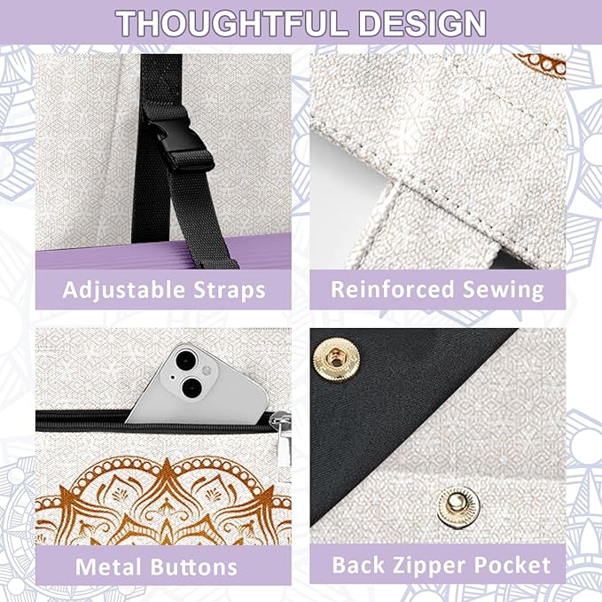 Adalore Women's Yoga Bag with Yoga Mat Carrier - Large Mat Pocket Fitness Tote for Pilates, Gym, Travel, Office & Beach