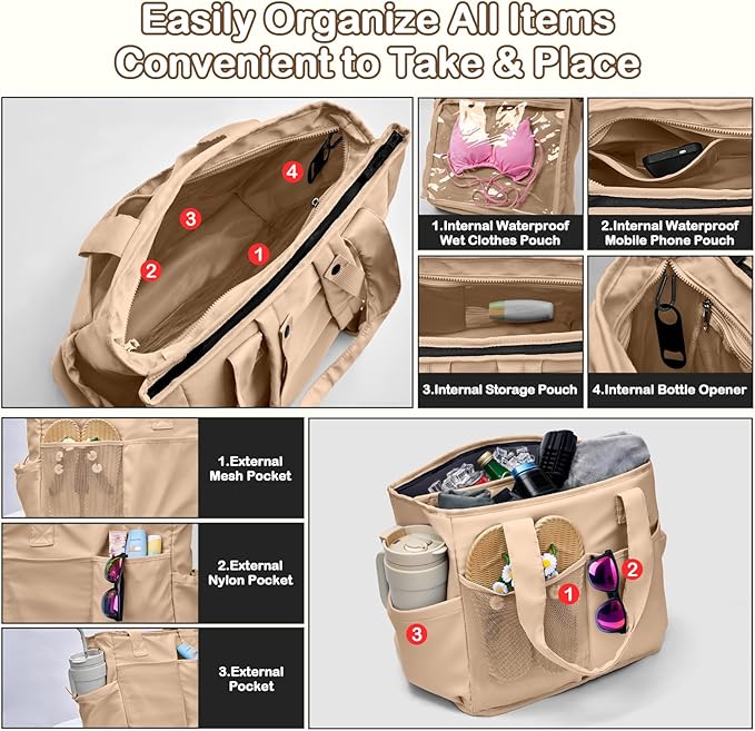 Odoland Soft Cooler Bag, Collapsible Leakproof Insulated Cooler Bag with Multi-Pocket Design, Portable Soft Side Cooler Backpack for Beach, Picnic, Camping, Travel and Daily Use for Women