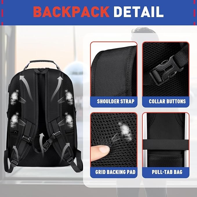 Z-MGKISS Large Travel Backpack for Men, 18.4 Inch Laptop backpack, TSA Flight Approved, Water Resistant, Business Work Bag with USB Charging Port, Extra large Backpacks, Blue