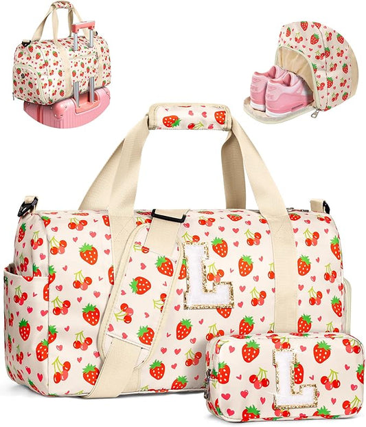 Cute Trendy Stuff for Girls, Personalized Duffle Bag for Kids, Gymnastics Bag with Skin Care Toiletry Pouch, Girls Cheer Up Gift Ideas, Gifts for Birthday, Valentines Day, Easter, Graduation