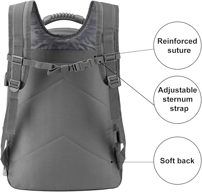 ZSearARMY Tactical Backpacks Assault Pack 3 Day Bag Expandable Backpack Out Bag Classic Case Travel Hiking(Gray, Not with Belt)