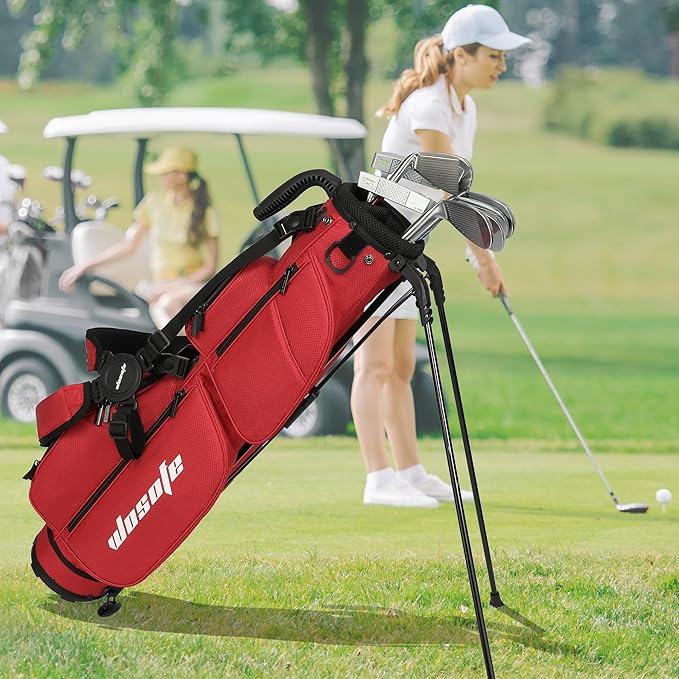 3-Way Dividers Lightweight Golf Stand Bag for Men Women, Mini Small Par3 Golf Bag,Driving Range Executive Courses Portable and Durable with Adjustable and Detachable Dual - Shoulder Straps Rain Cover