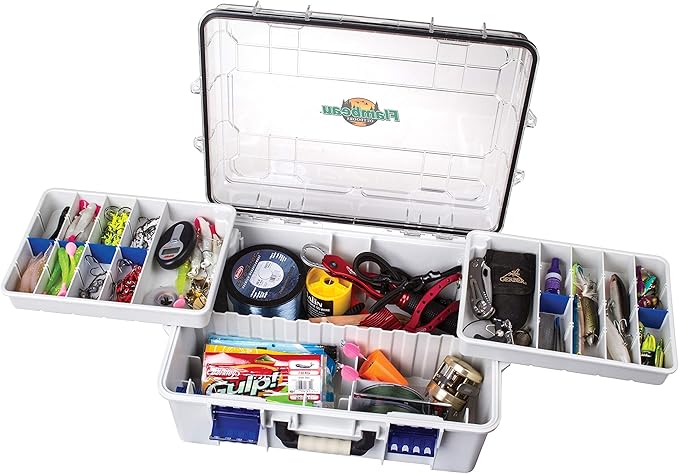 Flambeau Outdoors 4000WPNC Waterproof Satchel 4000, Portable Waterproof Tackle Box with Trays, Gray/Clear (18.71" L x 13.58" W x 7.58" D)