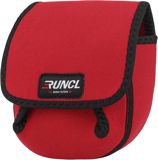 RUNCL Spinning Reel Bag – Protective Storage Pouch for Baitcasting Reels & Spinning Reels, Lightweight & Durable, Ideal for Freshwater & Saltwater Fishing Trips (Red & Black)