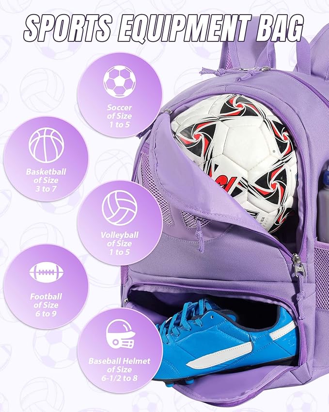 Basketball Bag Backpack for Men Women with Ball & Shoes Compartment 30L Capacity Lightweight Breathable Boys Girls Soccer Ball Bag Backpack Fit Volleyball Football Sports Travel School Gym