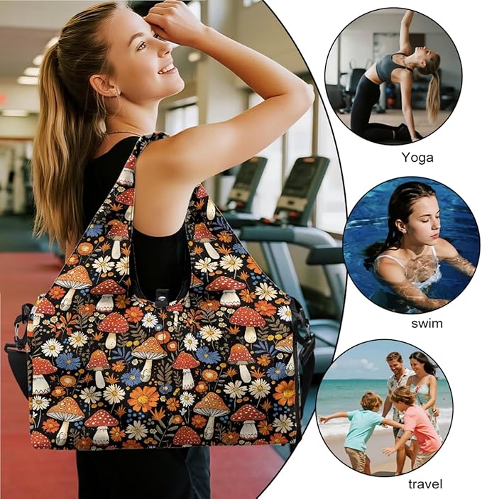ZCFYGDX Yoga Gym Bag with Removable Adjustable Shoulder Strap, Shoe Compartment & Top Yoga Mat Holder 17.72x8.66x9.84in