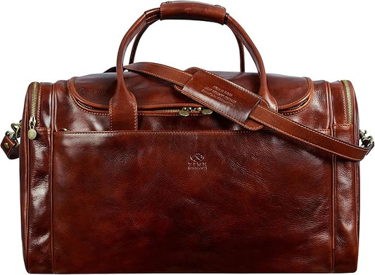 Leather Duffel Bag Weekend Bag Gym Large Travel Bag - Time Resistance