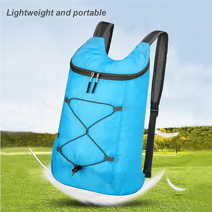 16L Lightweight Foldable Hiking-Backpack Small Packable-Daypack For Travel,Ultralight Water-Resistant Gym Bag Men Women Easy Carry-on (Blue)