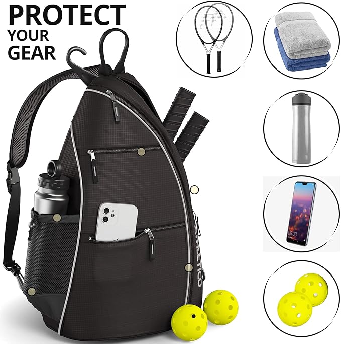 Athletico Sling Bag - Crossbody Backpack for Pickleball, Tennis, Racketball, and Travel for Men and Women