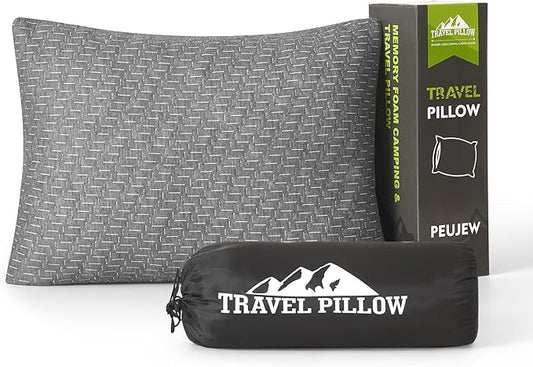 Travel Size Pillow, Compressible Memory Foam Pillow, Camping Pillow Breathable Cover for Travel Airplane Car Hiking Camping Outdoor