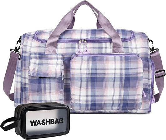 Small Gym Bag for Women, Travel Duffle Bag Carry On Weekender Bag with Shoe Compartment
