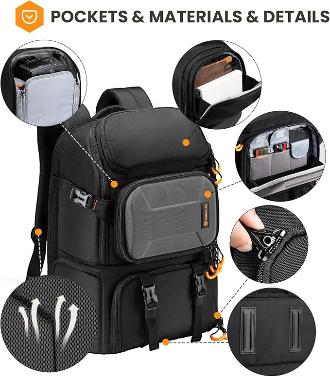 TARION 15L Camera Backpack Large Camera Bag with 15.6" Laptop Compartment & Side Access & Waterproof Raincover Outdoor Photography Hiking Travel Professional DSLR Backpack for Photographers(PBL)