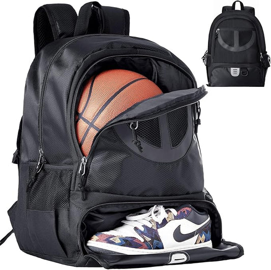 Basketball Bag Backpack for Men Women with Ball & Shoes Compartment 30L Capacity Lightweight Breathable Boys Girls Soccer Ball Bag Backpack Fit Volleyball Football Sports Travel School Gym