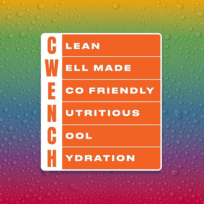 CWENCH HYDRATION Electrolyte Drink Mix Rainbow Swirl 11oz | Zero Sugar Hydration Powder with 7 Electrolytes, B Vitamins & Amino Acids, No Caffeine, Hydration Mix for Sports, Work, Travel & Wellness