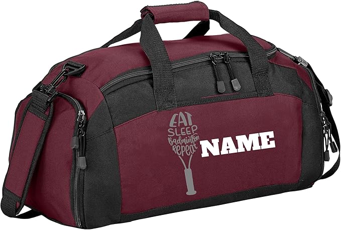 Personalized Badminton Duffle Bag - Versatile Pickleball Bag, Large Tennis Bag with Shoe Compartment - Badminton Bag, Maroon, BG970-SPORTS