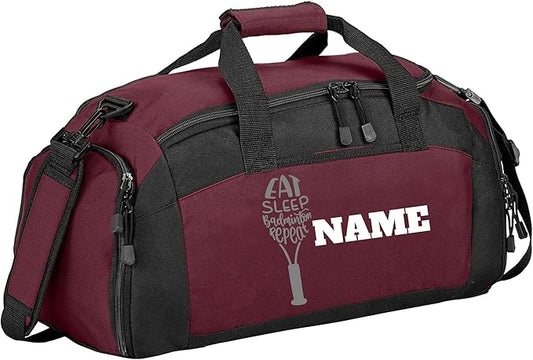 Personalized Badminton Duffle Bag - Versatile Pickleball Bag, Large Tennis Bag with Shoe Compartment - Badminton Bag, Maroon, BG970-SPORTS
