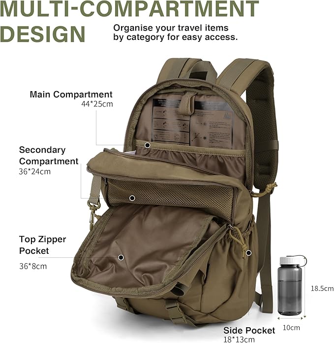 Mardingtop Tactical Molle Backpack for Men- 18L/28L EDC Hiking & Motorcycle Backpack