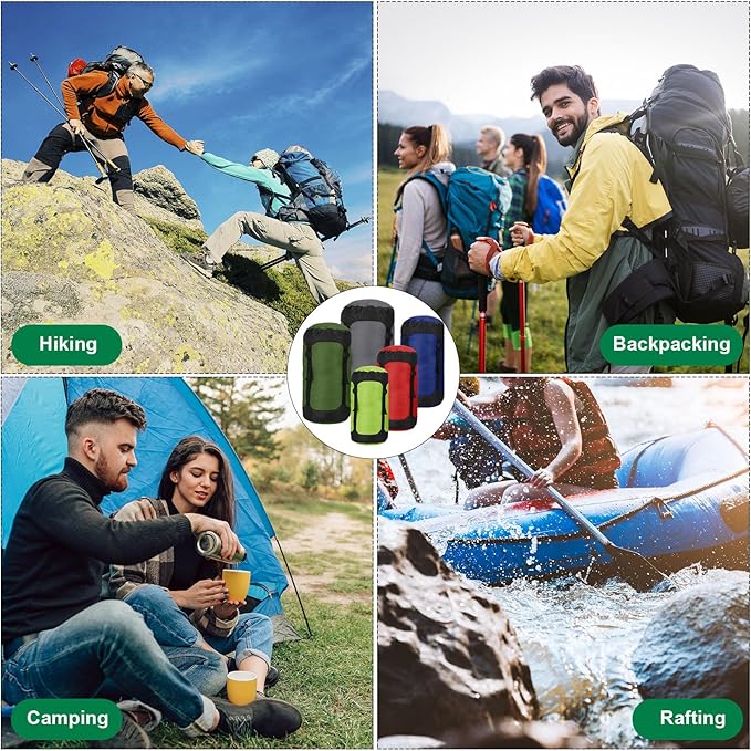 5 Pcs Compression Sacks for Backpacking 5L/10L/15L/20L/35L Camping Sleeping Bag Stuff Sack Water Resistant Sleeping Bag Storage Sack for Space Saving Hiking Gear