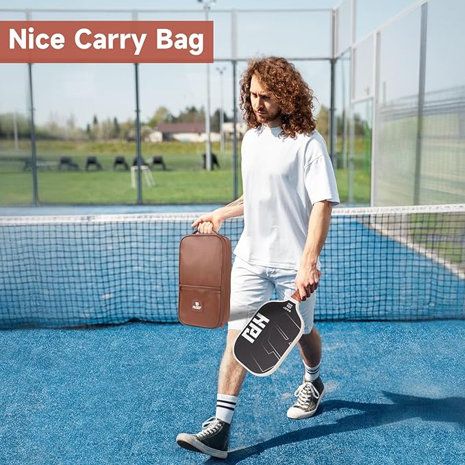 HUDEF USAPA Pickleball Paddles Set: Graphite & Fiberglass Honeycomb Core, 4 Outdoor Balls, PU Leather Carry Bag
