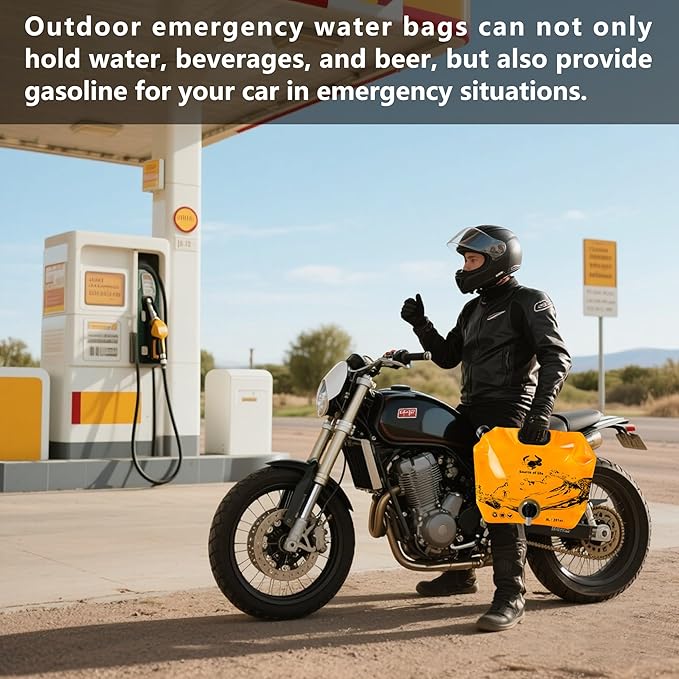 Collapsible 8L Water Storage Bag, BPA-Free Portable Folding Water Jug with Adjustable Faucet, Leakproof Emergency Water Bag for Camping, Hiking, Riding, Outdoor Sport (1, Orange)