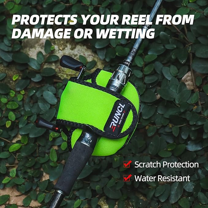 RUNCL Baitcasting Reel Bag – Protective Storage Pouch for Baitcasting Reels & Spinning Reels, Lightweight & Durable, Ideal for Freshwater & Saltwater Fishing Trips (Green & Black)