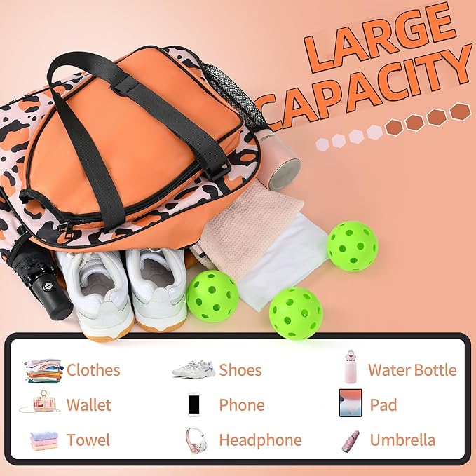 Boulder Bee Pickleball Bags, Premium Pickleball Tote Bag for Girls, Women’s Hand/Shoulder Gym Bag w Water Bottle Holder, with Pickleball Racquet/Paddle Holder