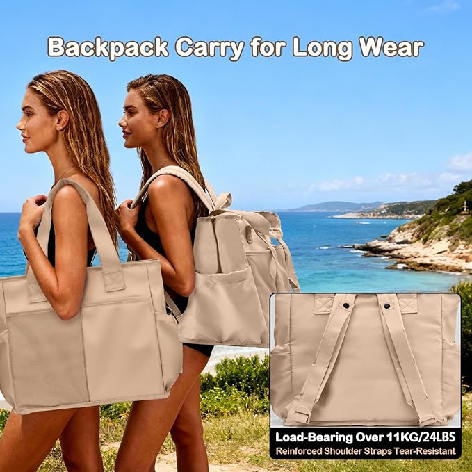 Odoland Soft Cooler Bag, Collapsible Leakproof Insulated Cooler Bag with Multi-Pocket Design, Portable Soft Side Cooler Backpack for Beach, Picnic, Camping, Travel and Daily Use for Women