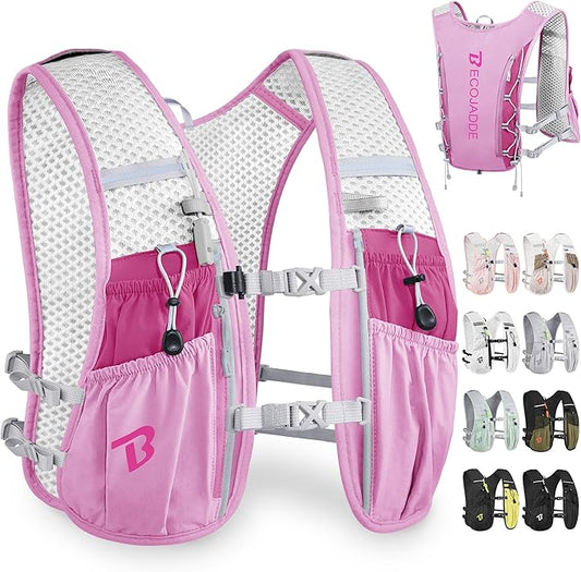 BECOJADDE Running Vest Hydration Backpack for Men Women, 5L Lightweight Running Backpack Hydration Pack for Marathon, Trail, Cycling, Hiking, Jogging