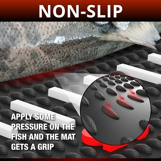 Fish Fillet Mat with Fish Cutting Board, Extra Large 33"x15.75", Portable & Grippy Fish Cleaning Mat - Durable & Easy to Clean, Rollable Fish Fillet Board