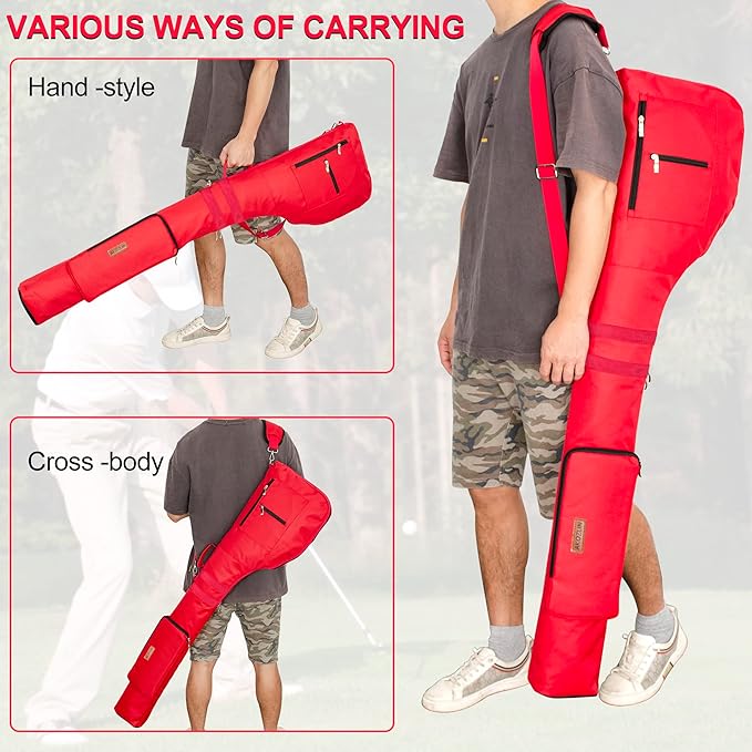 AKOZLIN Golf Clubs Carry Bag 8-10 Lightweight Foldable Travel Sunday Golf Case with Strap Waterproof Sunday Bag