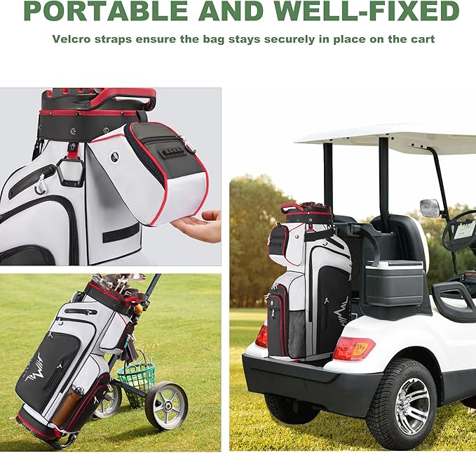 UNIHIMAL 14-Way Golf Cart Bag, Premium Full Length Golf Bag for Men with Magnetic Leather Pocket, Handles and Rain Cover