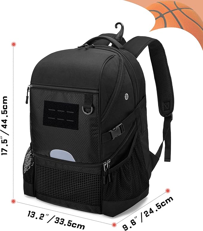 DSLEAF Basketball Backpack for Men, Soccer Bag with Ball Compartment & Shoe Compartment for Basketball, Soccer, Volleyball Training