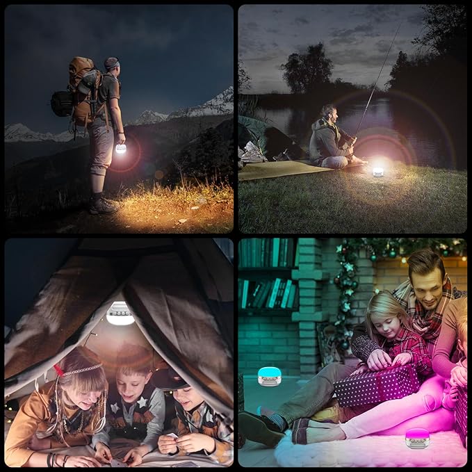 ZMNT LED Camping Lantern Rechargeable 1400LM, Up to 420H Running Time Camping Tent RGB Light, 10400mAh Emergency Hanging Light for Hurricane, Power Outages, Home, Hiking, White