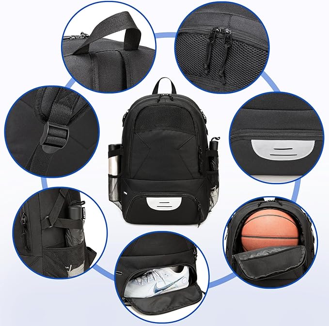 Basketball Bag Backpack, Large Capacity Sports Equipment Bags for Basketball, Soccer, and Volleyball.