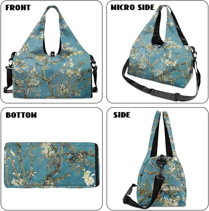 ZCFYGDX Yoga Gym Bag with Removable Adjustable Shoulder Strap, Shoe Compartment & Top Yoga Mat Holder 17.72x8.66x9.84in