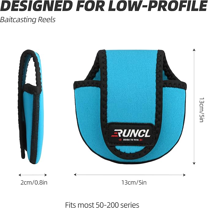 RUNCL Baitcasting Reel Bag – Protective Storage Pouch for Baitcasting Reels & Spinning Reels, Lightweight & Durable, Ideal for Freshwater & Saltwater Fishing Trips (Sky Blue& Black)