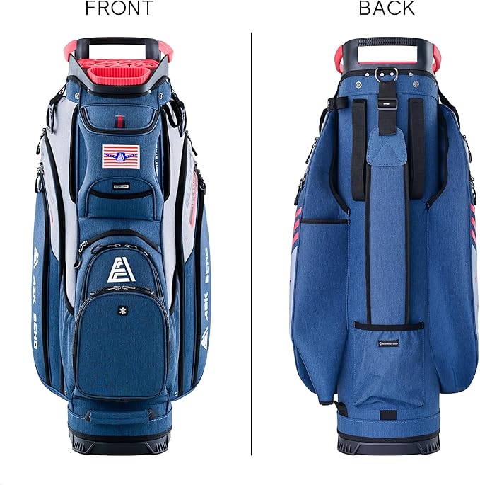 ASK ECHO SLC-130 Golf Cart Bag with 15 Way Full Length Dividers Top, Premium Quiet Golf Cart Bag with Rain Cover for Men