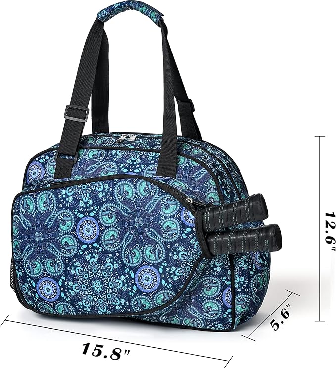 Boulder Bee Pickleball Bags, Premium Pickleball Tote Bag for Girls, Women’s Hand/Shoulder Gym Bag w Water Bottle Holder, with Pickleball Racquet/Paddle Holder