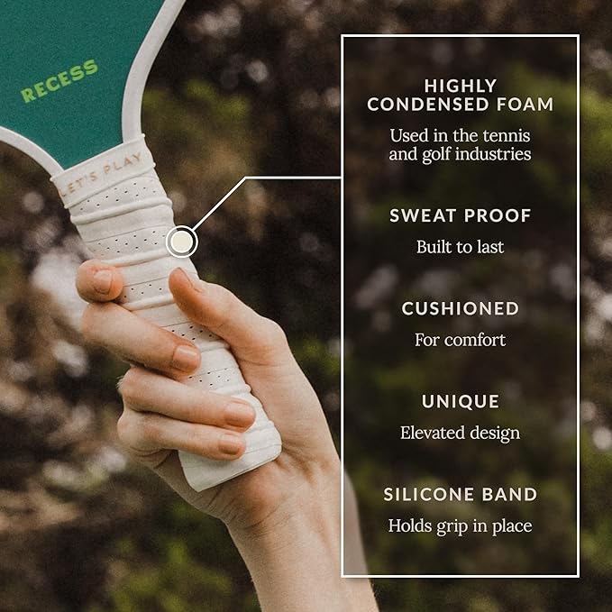 Recess Pickleball Starter Set of Premium Pickleball Paddles and Four (4) Pickle Balls - Lightweight, Honeycomb Core & Comfort Grip Handles - Perfect for Beginners